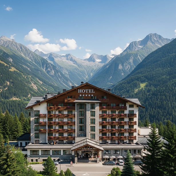 fotografia hotelu w górach